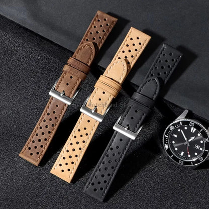 Breathable Leather Strap Men Women Universal Cowhide Watchband Business Wristbelt Band Sport Bracelet Accessories 18mm 20mm 22mm