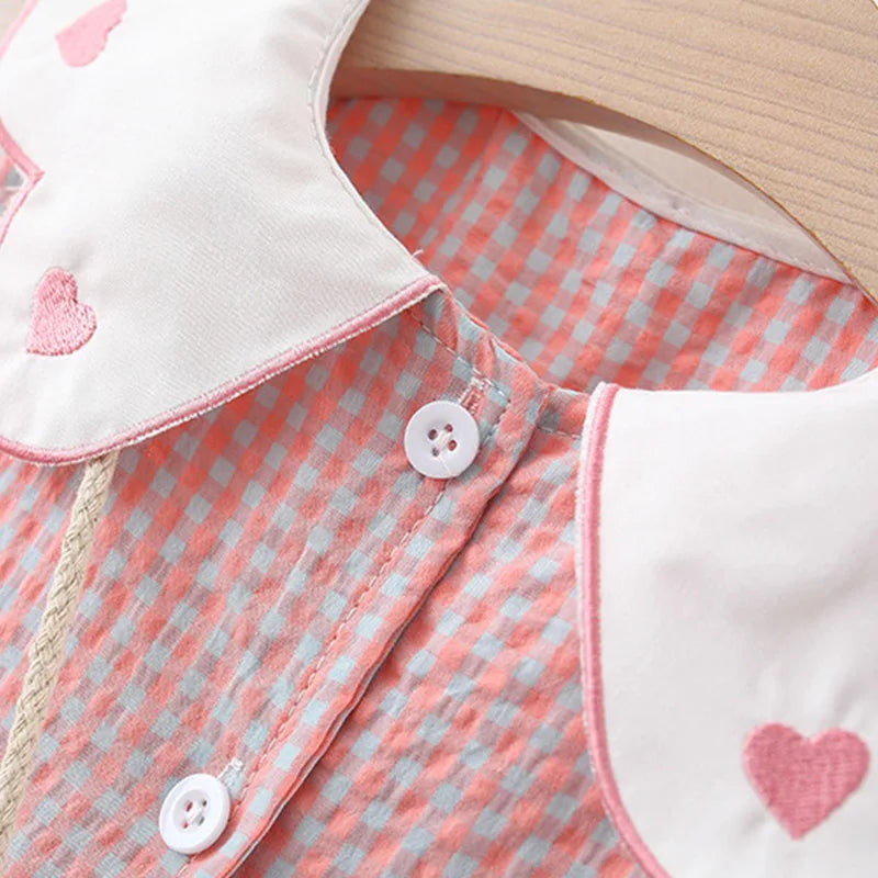 Baby Girl Plaid Dress Summer New Sweet And Beautiful Children'S Clothing+Bow Bag (9 Months -3 Years Old)