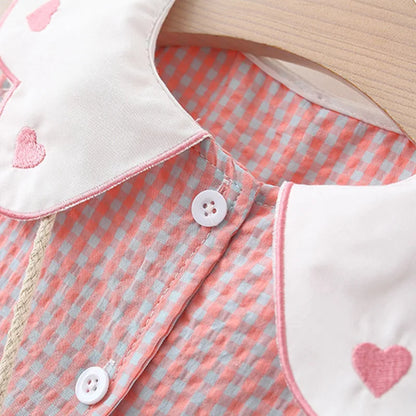 Baby Girl Plaid Dress Summer New Sweet And Beautiful Children'S Clothing+Bow Bag (9 Months -3 Years Old)