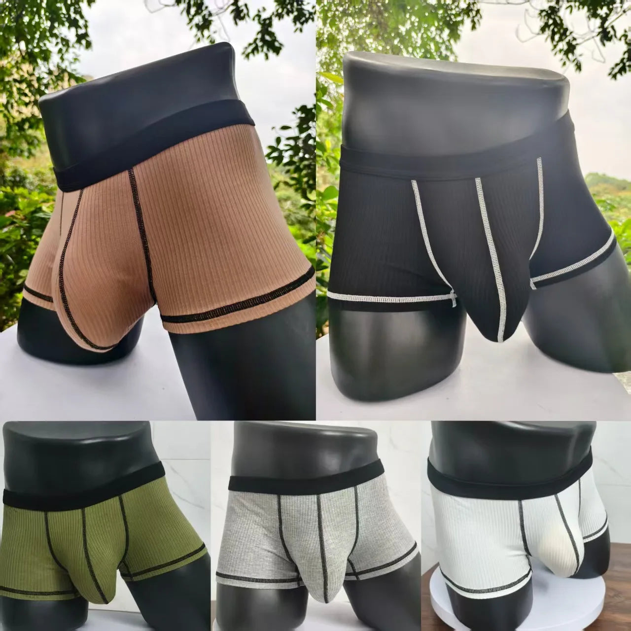 Large-bag personalized design men's underwear, sweat-absorbing, thin, breathable, U-convex four-corner men's underwear