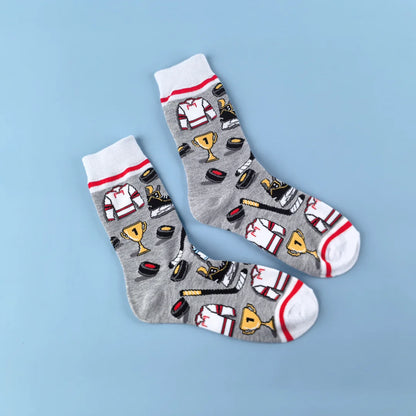 1 Pair Creative Shrimp Pattern，Casual Comfy Soft Mid-calf Men's Socks For Daily