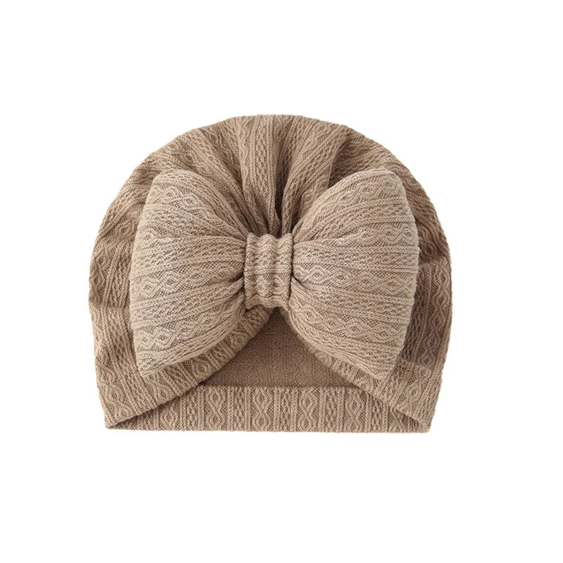 Cute Bowknot Baby Turban Hat Soft Newborn Baby Girls Indian Cap Solid Color Infant Boys Cap Beanies Headwrap