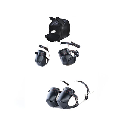 Leather Soft Padded Knee Elbow Pad Dog Paw Crawl Gloves Pup Toys Fetish BDSM Bondage Dog Slave Roleplay Sexy Costume Accessories
