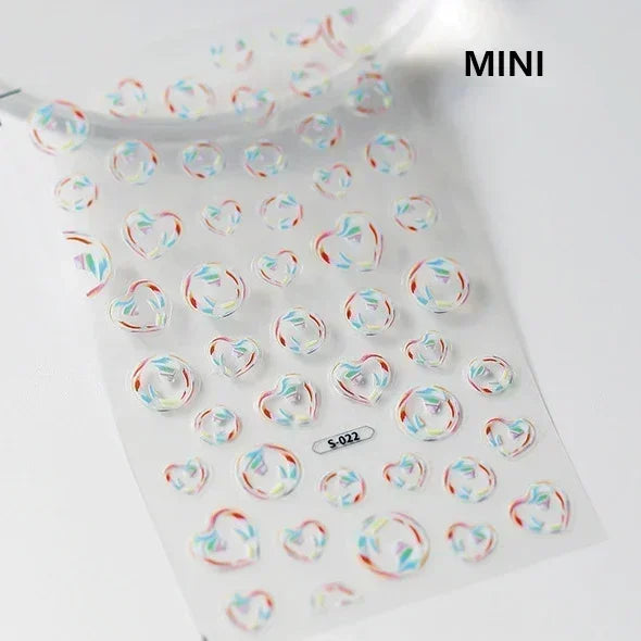 Colorful Bagful Jellyfish Bubbles Swimming Rings Rainbow Stars Ocean Starfish Self Adhesive 5D Nail Art Sticker Manicure Decal