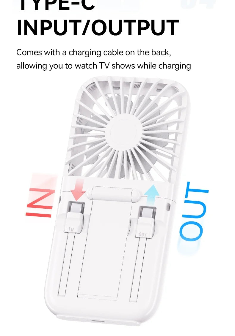 Multifunction Foldable Hand Fan USB Charging Mini Portable Hanging Neck Air Cooling Fan Semiconductor Refrigeration Small Fan
