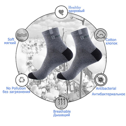 5 Pairs Cotton Sock for Men Sport Breathable Soft Letter Fashion Sneakers High Elastic Middle Tube Stocking Towel Sox Summer