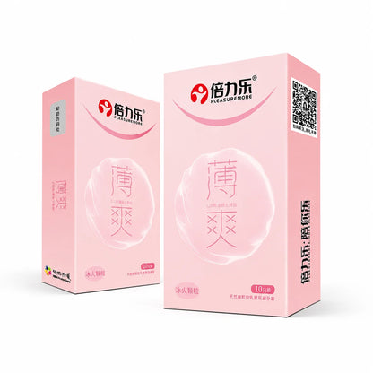 Hot & Cool Sensation Condoms 520 Bouncing Dots Natural Latex Lubricated 10pcs-50pcs Men Extra Stimulation Silky Touch Beilile