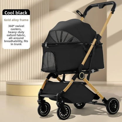 New Pet Stroller Dogs Cats Lightweight Foldable Outdoor Travel Small Medium Breed Teddy Poodle Pet Trolley Pet Stroller