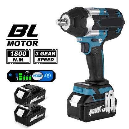 1200/1800N·m Brushless Cordless Electric Wrench Set 1/2" Car Truck Repair Screwdriver Power Tool Impact Drill Rechargable with 1 Battery