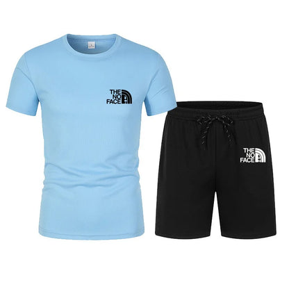 Summer Fashion Trend Casual Sports Two-Piece Set Trendy Men's Short-Sleeved T-Shirt+Shorts Set