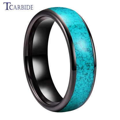 4MM 6MM 8MM Multicolor Turquoise Ring Men Women Beautiful Tungsten Engagement Wedding Band Domed Polished Finish Comfort Fit