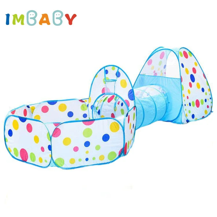 IMBABY 3 in 1 Ball Pool Folding Tent Tunnel for Children Ball Pit Playpen Crawling Tunnel Playground Corral Demgames Games Fence