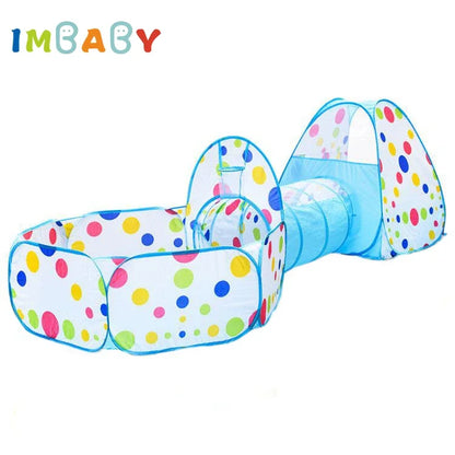 IMBABY 3 in 1 Ball Pool Folding Tent Tunnel for Children Ball Pit Playpen Crawling Tunnel Playground Corral Demgames Games Fence