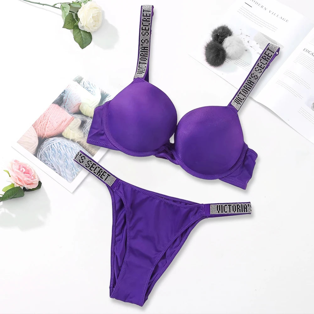 Victoria's Secret Women's Fashion Lingerie Set Sexy Breathable Soft Versatile Shapewear Sexy Lingerie Bra and Panty Set Push Up