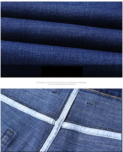 Men Fashion Straight Jeans Men 2025 New Stretch Slim Fit Pants Comfortable Soft Business Denim Trousers Male Brand Clothing