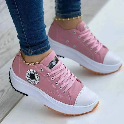 Shoes for Women Classic White Canvas Sneakers Fashion Platform Women Casual shoes High Quality Lace-Up Feamle Tennis Shoes 35-43