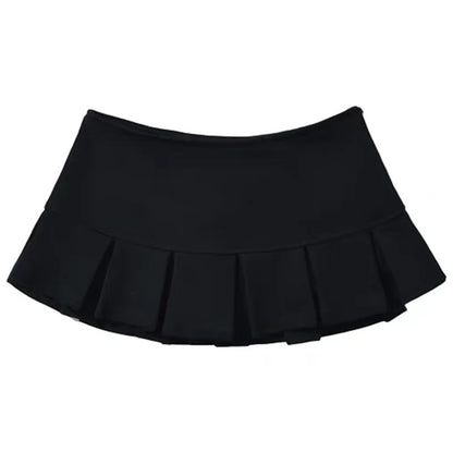 2025 Sexy High Waist Pleated Mini Skirts Women Streetwear A Line Super Short Skirts Woman Korean Fashion Gray Skirt with Shorts