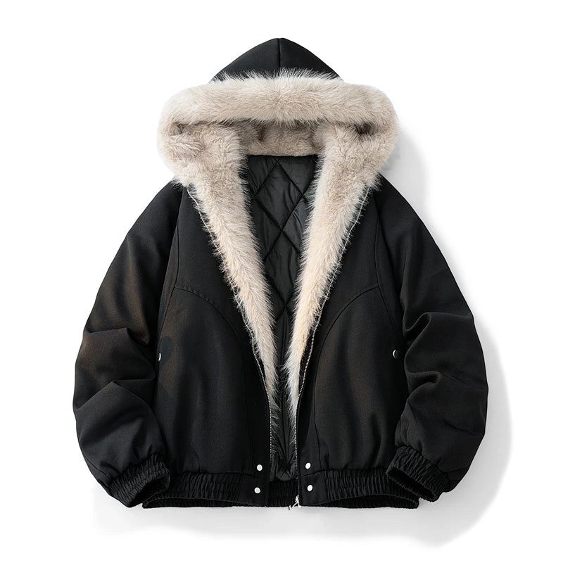 Camouflage Thick Parkas Winter New High Quality Men's Solid Color Wool Collar Anti Cold Parkas Comfortable Men's Cotton Jacket