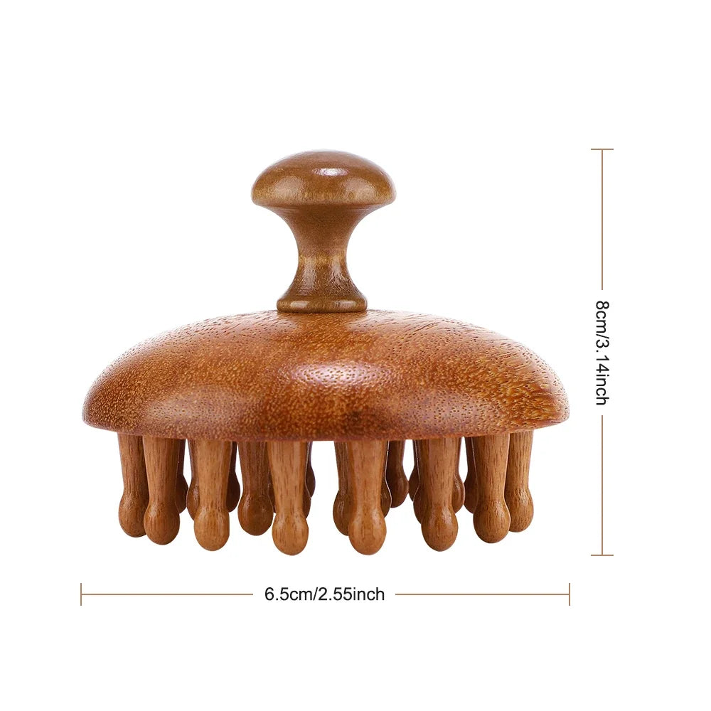 Wooden Scalp Massager Head Massager Brush Manual Scalp Scrubber Body Massage Tool for Woman Men Wet Dry Hair Brush Scalps Care