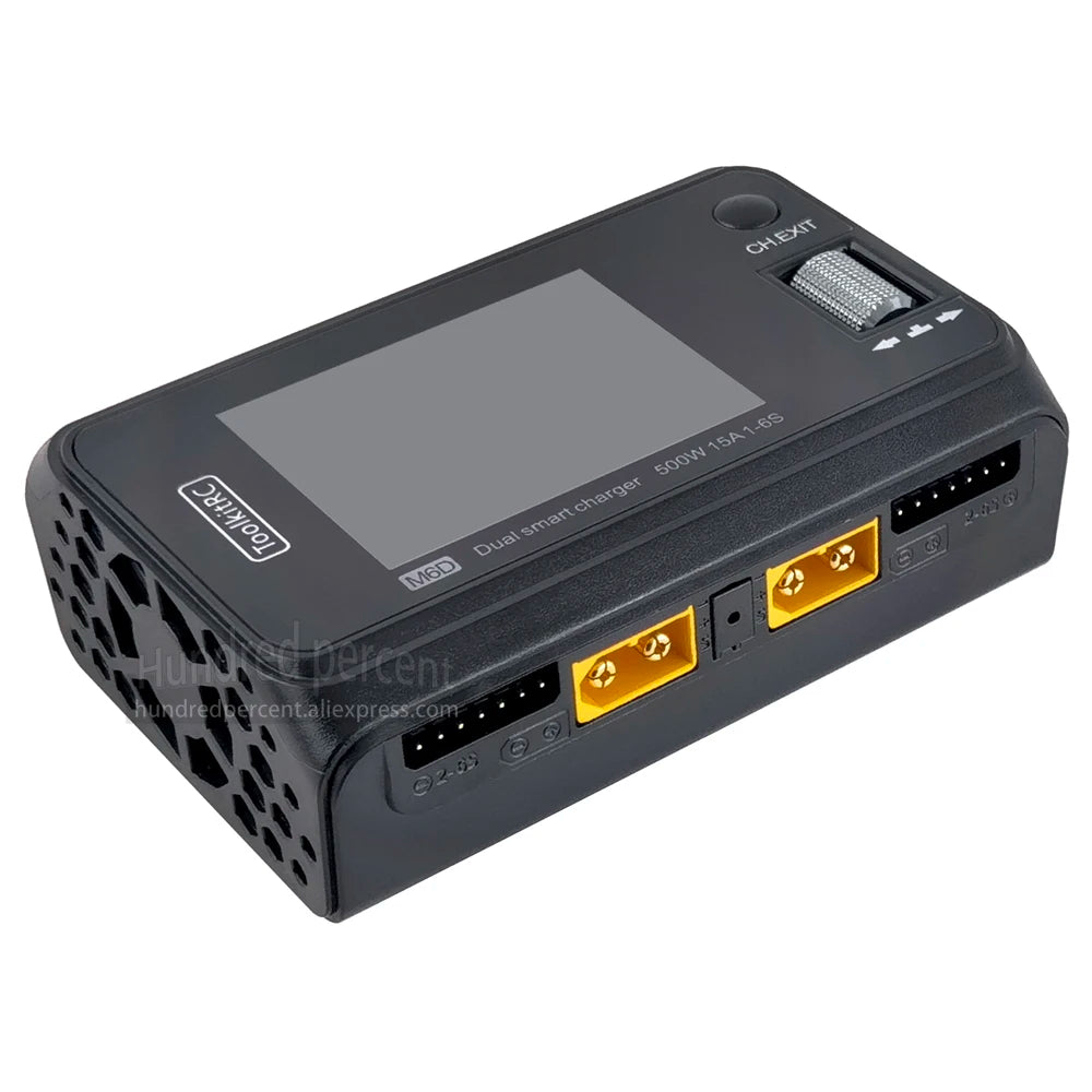 ToolkitRC M6D V3 Charger Black DC 500W Intelligent Dual Channel 1S 2S 3S 4S 5S 6S Toy Model Car Lithium Battery Fast Charging