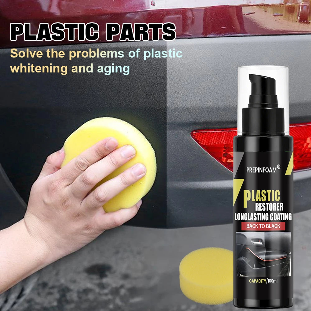 Car Plastic Leather Restorer Spray Polish Cleaner Coating Agent Back To Black More Gloss Car Cleaning Products P5