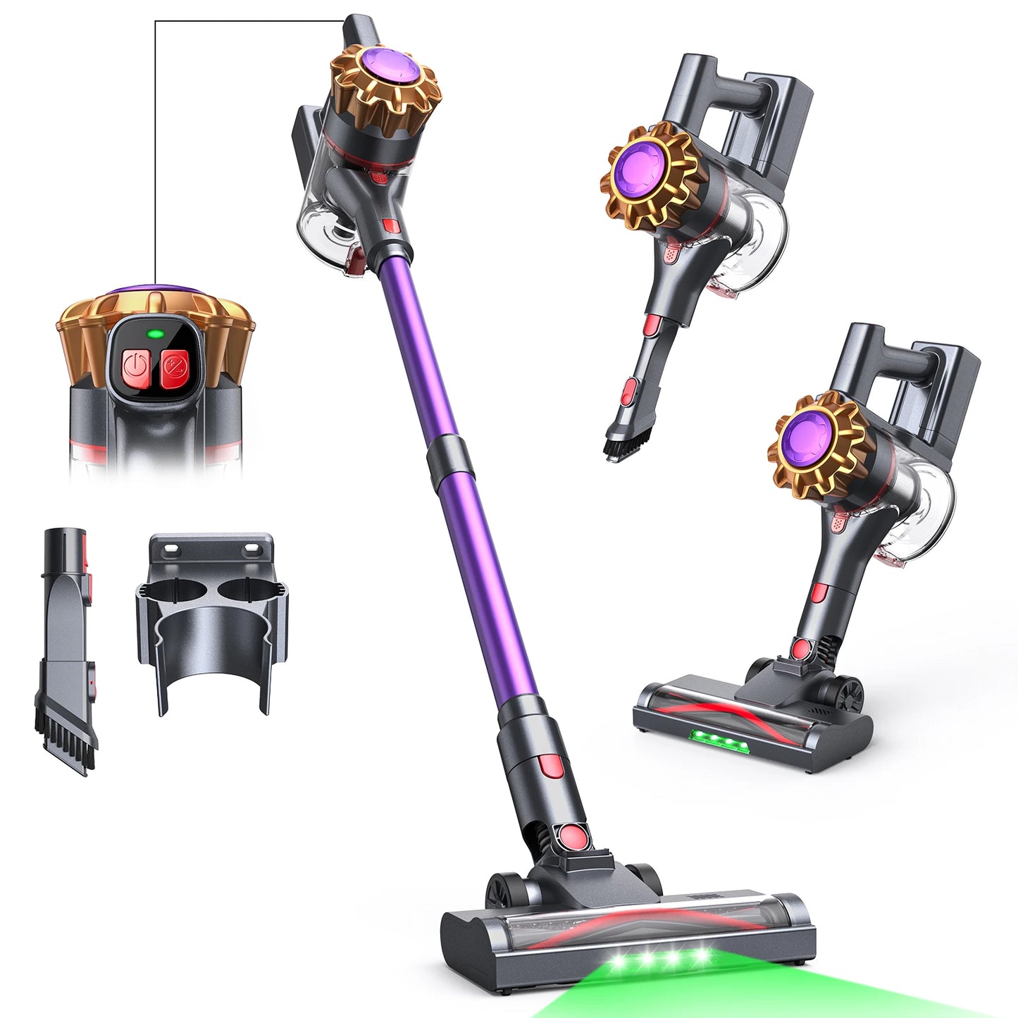 Lubluelu P7 300W/35KPA Cordless Vacuum Cleaner, 30Mins Self-Standing Vacuum Cleaners for Home, Anti-Tangle Stick Vacuum