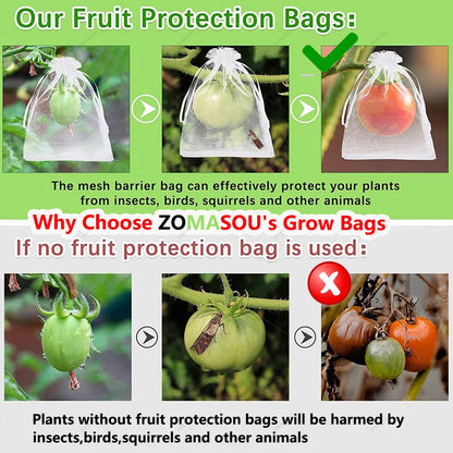 Reusable Drawstring Plant Protection Net Bags Garden Pest Proof Cover For Fruit Trees Vegetables Grapes Strawberries Berries