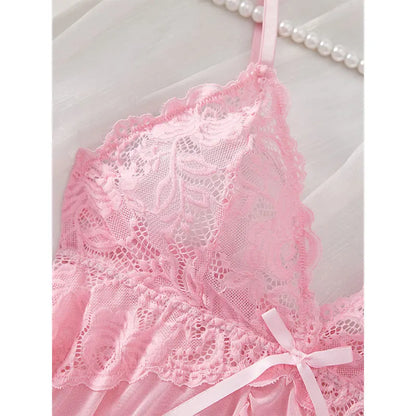 A Set Of Woman Underwear Nightgown Thong Sets Plus Size Suspender Lace Lingerie Sexy Accessories Erotic Bra Nightdress lencería