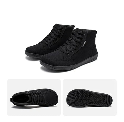 HOBIBEAR Mid-Top Barefoot Shoes Unisex Wide Toe Box Canvas Sneakes Zero Drop Lace Up Outdoor Walking Shoes