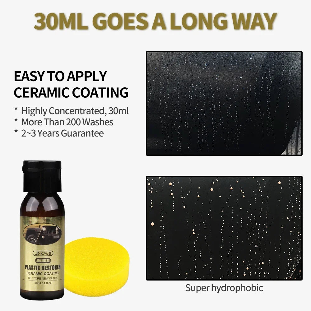 Car Plastic Restorer Ceramic Coating 2-3 Years Long-Lasting Protect Whitening Black Shine Plastic Trim & Rubber Care Product
