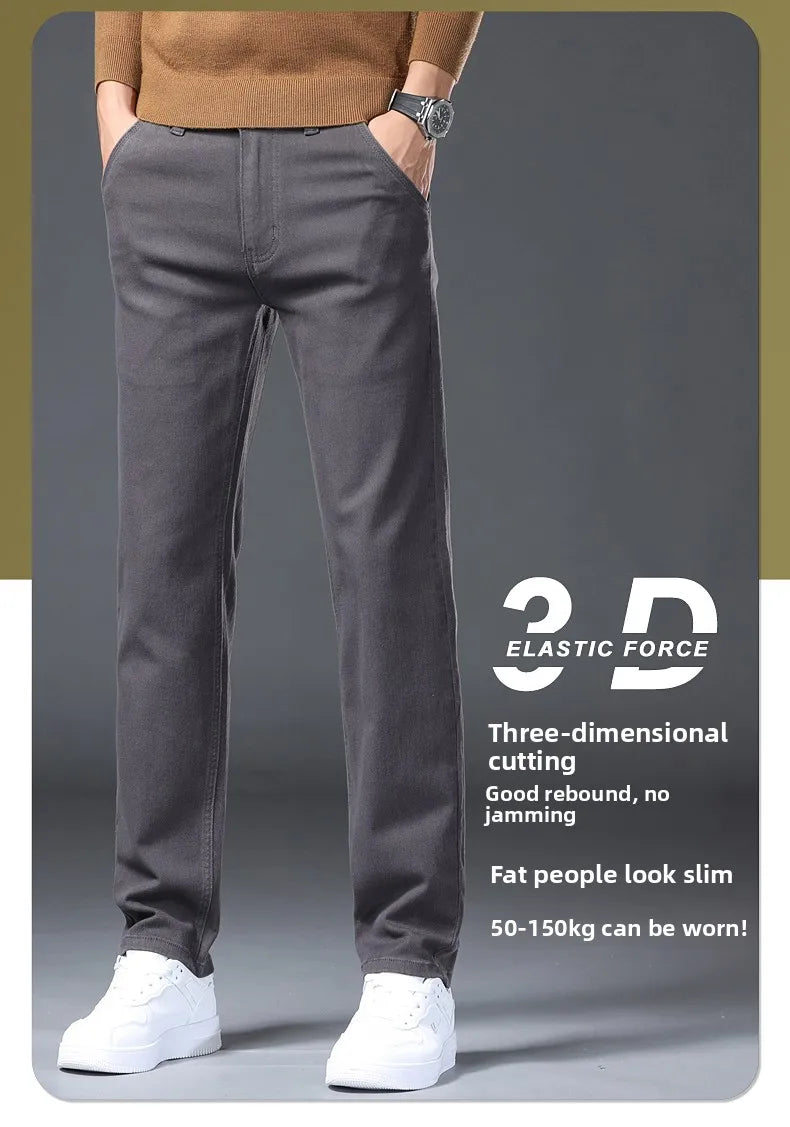 Classic Style 3 Colors Autumn Men's Slim Brown Jeans High Quality Business Casual High Stretch Denim Pants Male Brand Trousers