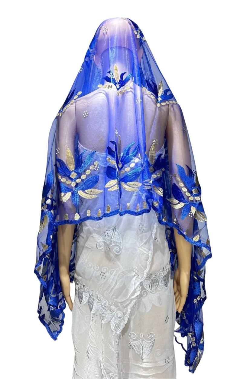 On Sale 2025 New African Net Hijab Scarf for Muslim Women African Dubai Islam Headscarf Embroidery Shawls Voile