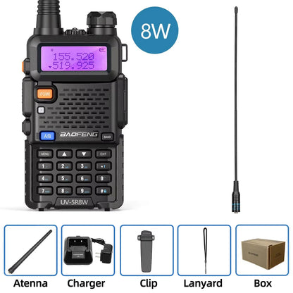 Baofeng Walkie Talkie UV 5R 5W 8W Dual Band Ham Two Way Radio Vhf Uhf FM Radio Handheld Transceiver Hunting 16KM