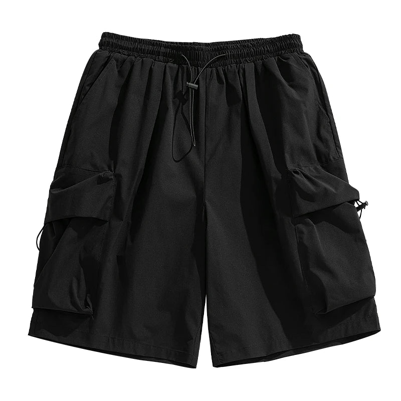 2025 Summer New Japanese Style Large Size Thin Shorts Men Loose Knee Cargo Shorts Hip Hop Streetwear Male Short Trousers