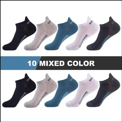 5/10/20 Pairs Men Solid Color Shallow Mouth Socks Spring Summer Mesh Breathable Odor Proof Sweat Absorbing Casual Boat Socks