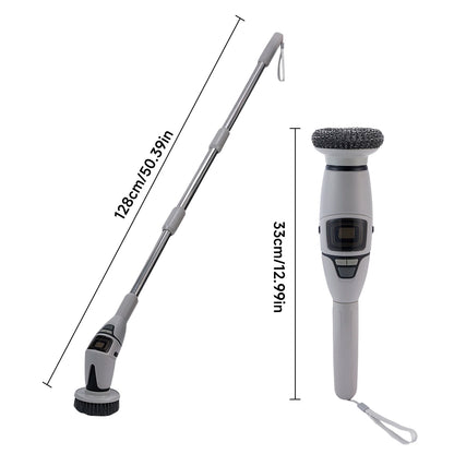 Rechargeable Electric Spin Scrubber, 3 Speed Settings, with Extendable Handle and Voice Prompts, for Whole House Clean