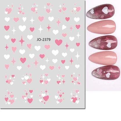 3d Nail Art Stickers Red Black White Love Hearts Stars Clouds French Full Tips Adhesive Nail Decals Slider For Manicure