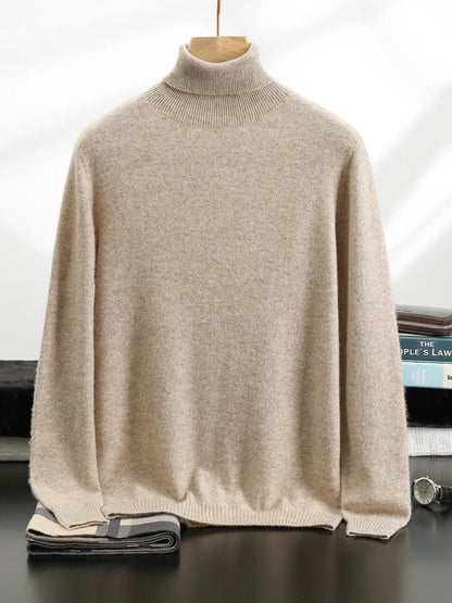 Men's Turtleneck 100% Cashmere Sweater Autumn Winter Basic Long Sleeve Pullover Cashmere Knitwear Soft Warm Comfy Clothing