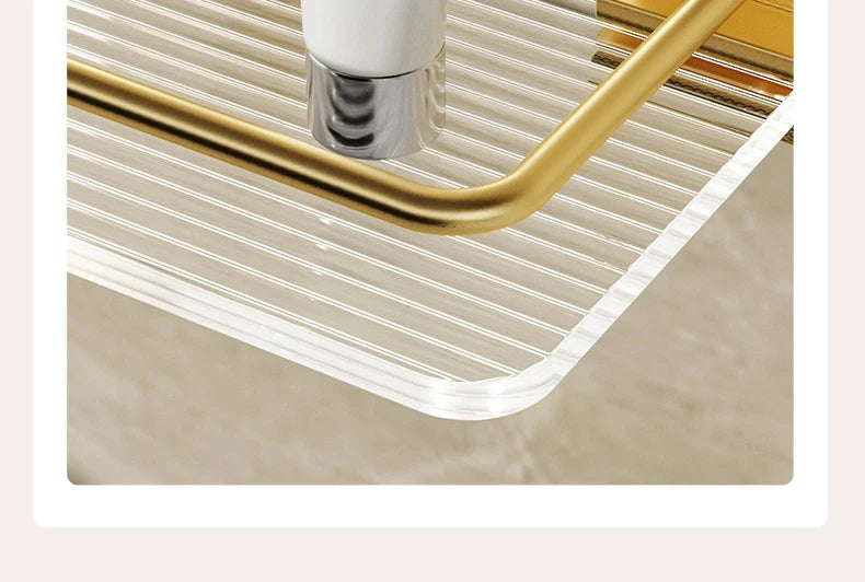 Punch-free Luxury Bathroom Shelf Shelves Wall Mounted Shampoo Cosmetic Storage Rack For Kitchen Holder Square Acrylic Organizer