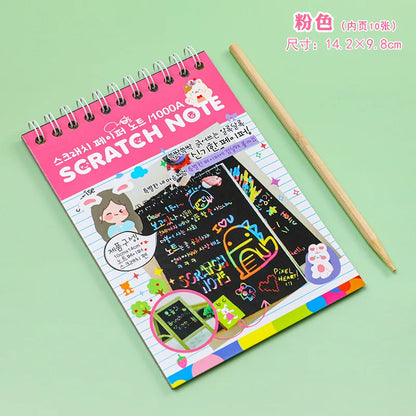 Magic Scratch Art Notebook for Kids DIY Rainbow Drawing Pad Book No-Mess Art Classroom Craft Activity Birthday Favor Gift Set