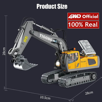 4WD Remote Control Excavator 4x4 Alloy Dump Truck Bulldozer Radio Model RC Car Construction Vehicle with Lights Sound Toy Gift