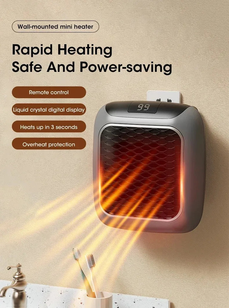 500W Electric Heater Wall-mounted Warm Air Blower Mini Hot Air Blower Plug-in Radiator With Remote Control Electric Hot Fan