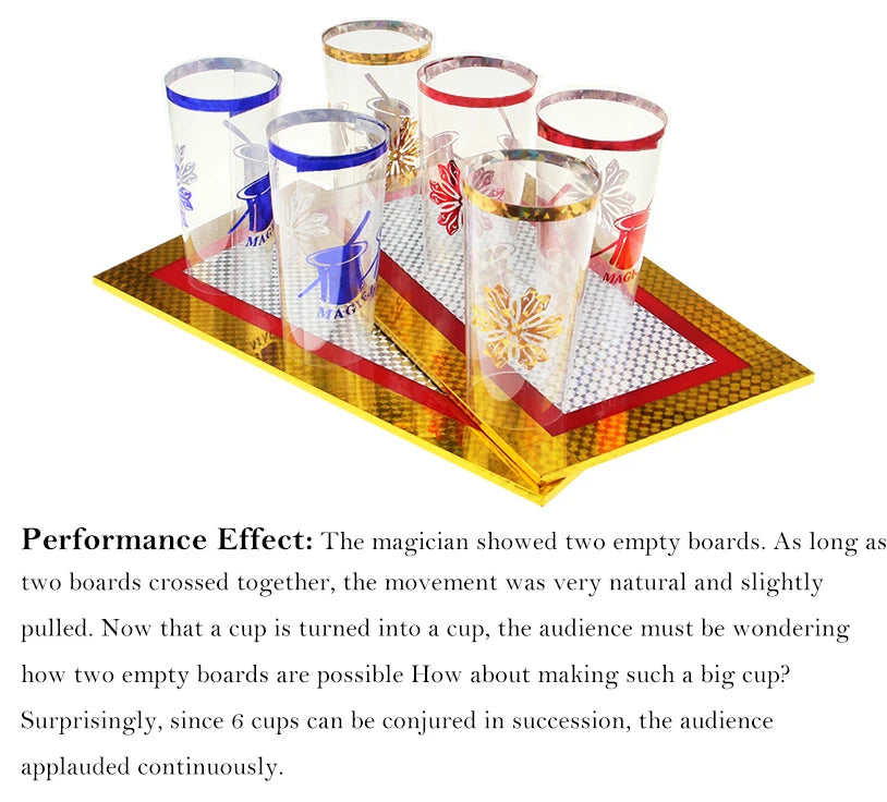 Six Cups Out From Two Plates Magic Tricks Cups Appearing Stage Magie Props Board Illusions Gimmick Accessory Funny Toys