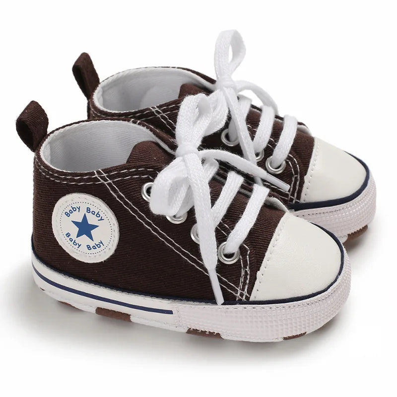 Print Star Sports Baby Canvas Classic Sneakers Newborn Baby Boys Girls First Walkers Shoes Infant Toddler Anti-slip Baby Shoes