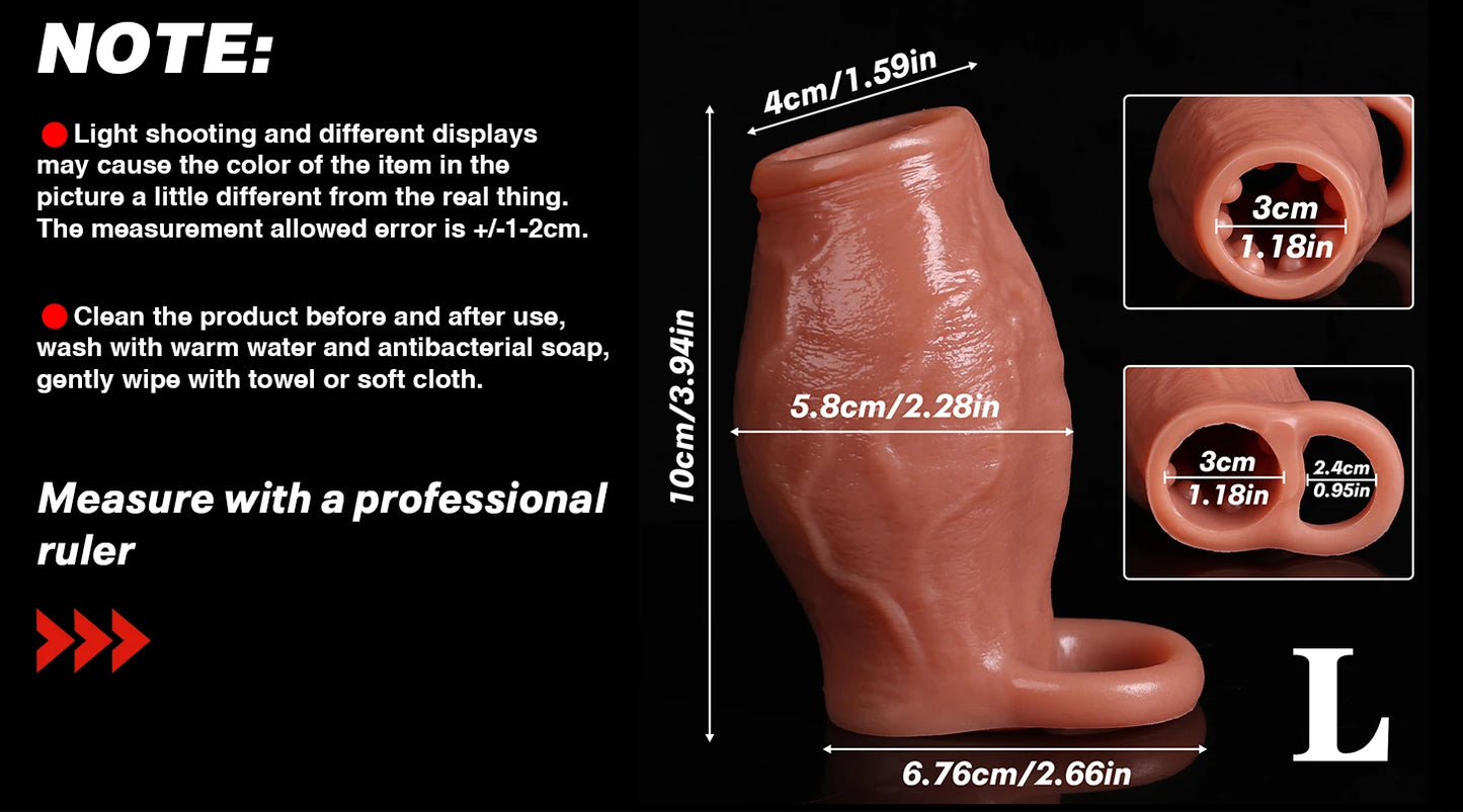 Penis Sleeve Cock Ring Power Ring Penis Cover Penis Ring for Men Delayed Ejaculation Penis Enlargement Silicone Adult Sex Toys