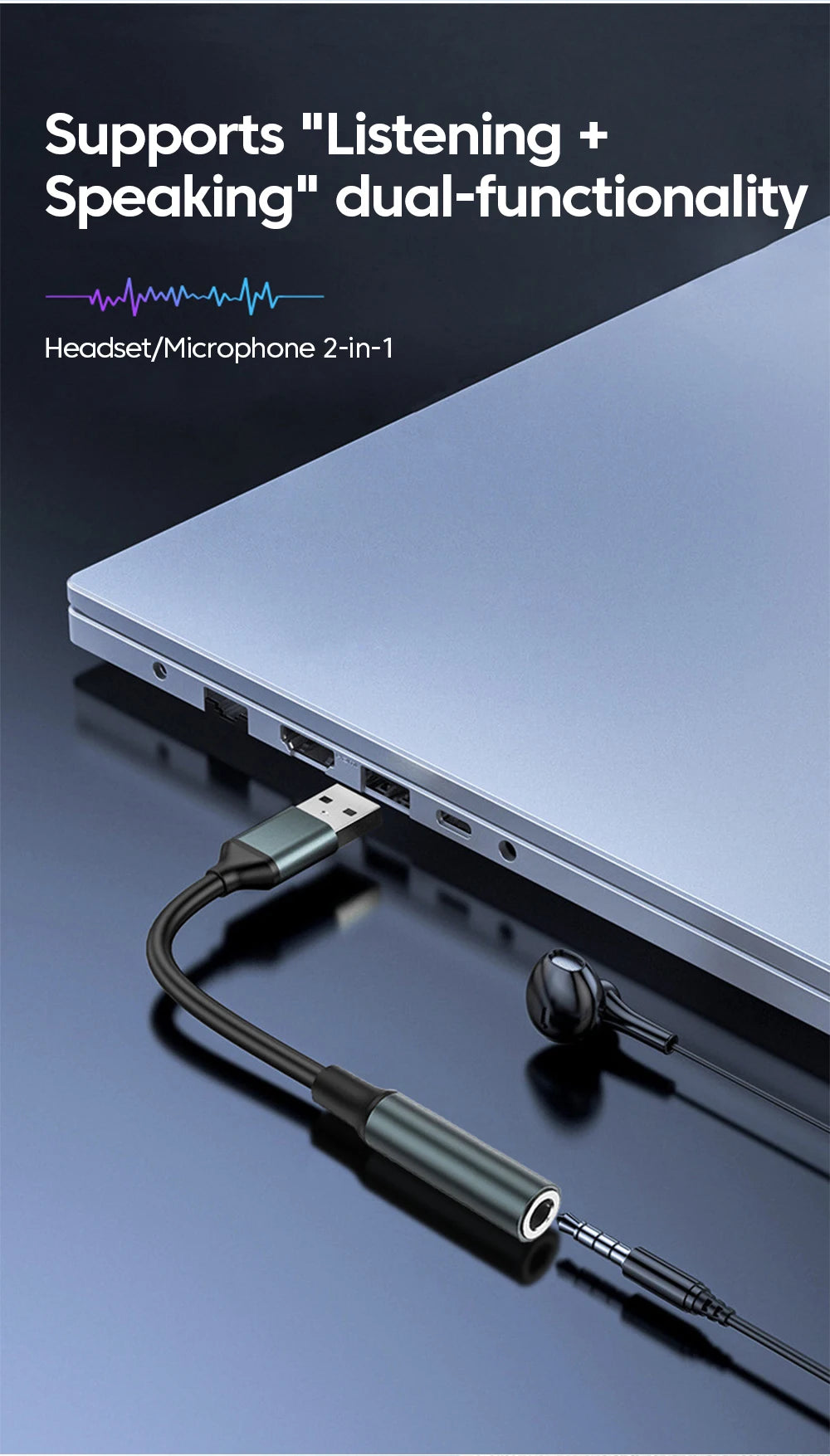 USB To 3.5MM Jack Audio Adapter USB to 3.5mm Headset/Microphone External Stereo Sound For PC Laptops USB to 3.5 Jack Adapter
