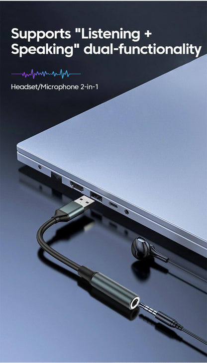 USB To 3.5MM Jack Audio Adapter USB to 3.5mm Headset/Microphone External Stereo Sound For PC Laptops USB to 3.5 Jack Adapter