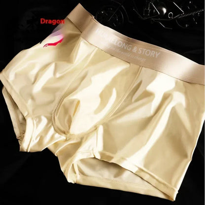 1/3PCS Men's Cool Ice Silk Boxers Shorts Summer Satin-like Solid Underpants Skin Friendly Breathable Mesh Crotch Male Underwear