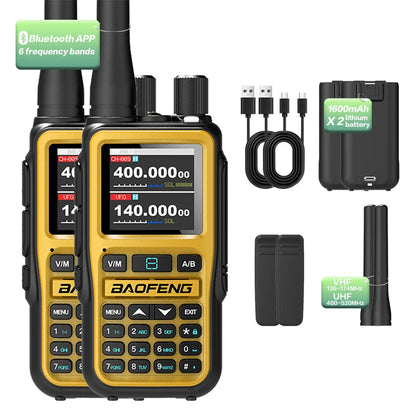 Baofeng UV-5R Mini 5W Walkie Talkie (2 Pack) | Bluetooth APP, NOAA Weather, 999 Ch | USB-C Charging for Outdoor/Hunting