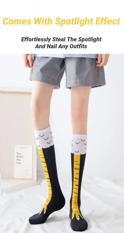 CHUANGERM Men Funny 3D Chicken Print Socks High Flexibility Thigh High Tube Sock Fashion Thin Toe Feet